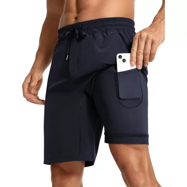 CRZ YOGA Mens 2 in 1 Running Shorts with Liner  5 7 9 Quick Dry Workout Sports Athletic Shorts with PocketsNavy