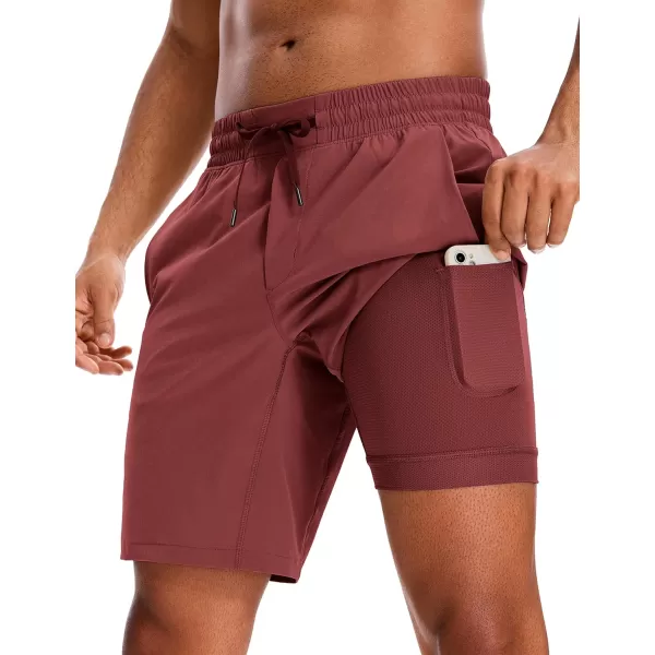 CRZ YOGA Mens 2 in 1 Running Shorts with Liner  5 7 9 Quick Dry Workout Sports Athletic Shorts with PocketsSavannah