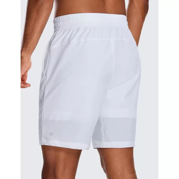 CRZ YOGA Mens 2 in 1 Running Shorts with Liner  5 7 9 Quick Dry Workout Sports Athletic Shorts with PocketsWhite