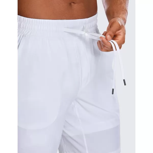 CRZ YOGA Mens 2 in 1 Running Shorts with Liner  5 7 9 Quick Dry Workout Sports Athletic Shorts with PocketsWhite