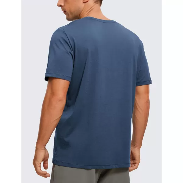 CRZ YOGA Mens Cotton Polyester Short Sleeve TShirt Classic Fit Casual Workout Tops Soft Premium TeeElectric Blue