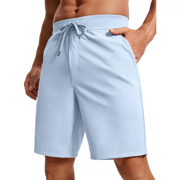 CRZ YOGA Mens FourWay Stretch Workout Shorts  579 Soft Durable Casual Athletic Shorts with Pocket Gym Running HikingChambray Blue