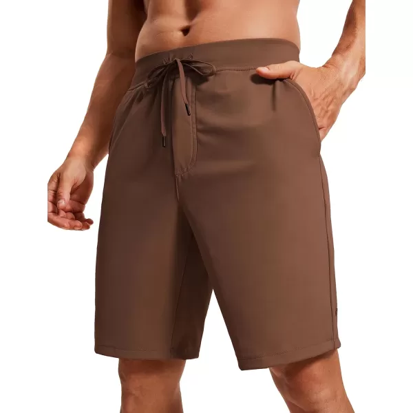 CRZ YOGA Mens FourWay Stretch Workout Shorts  579 Soft Durable Casual Athletic Shorts with Pocket Gym Running HikingDark Brown