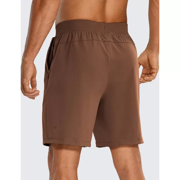 CRZ YOGA Mens FourWay Stretch Workout Shorts  579 Soft Durable Casual Athletic Shorts with Pocket Gym Running HikingDark Brown