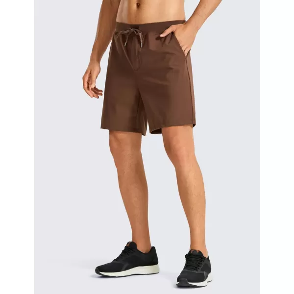 CRZ YOGA Mens FourWay Stretch Workout Shorts  579 Soft Durable Casual Athletic Shorts with Pocket Gym Running HikingDark Brown