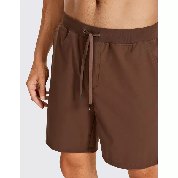 CRZ YOGA Mens FourWay Stretch Workout Shorts  579 Soft Durable Casual Athletic Shorts with Pocket Gym Running HikingDark Brown