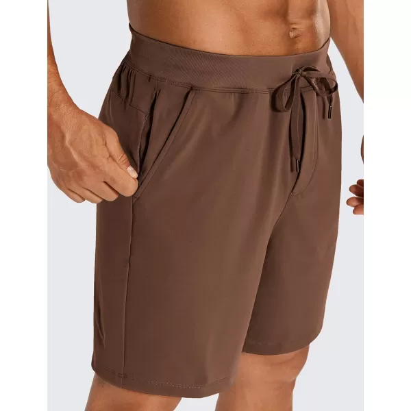 CRZ YOGA Mens FourWay Stretch Workout Shorts  579 Soft Durable Casual Athletic Shorts with Pocket Gym Running HikingDark Brown