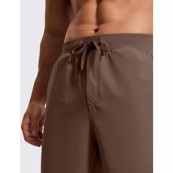 CRZ YOGA Mens FourWay Stretch Workout Shorts  579 Soft Durable Casual Athletic Shorts with Pocket Gym Running HikingDark Olive Brown