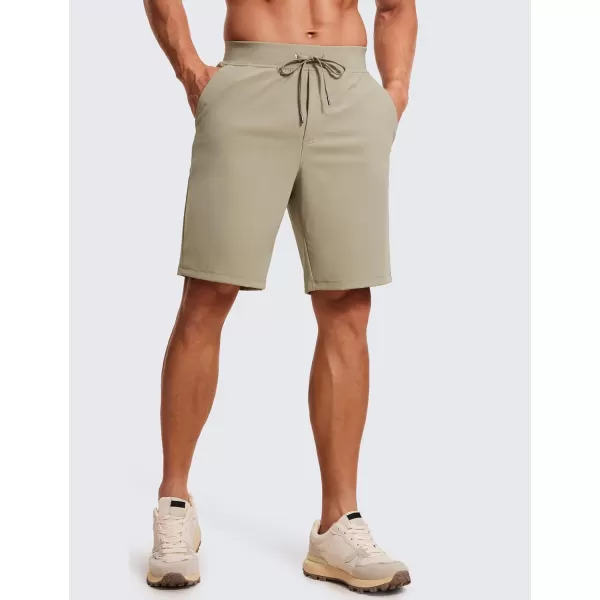 CRZ YOGA Mens FourWay Stretch Workout Shorts  579 Soft Durable Casual Athletic Shorts with Pocket Gym Running HikingKhali Barley