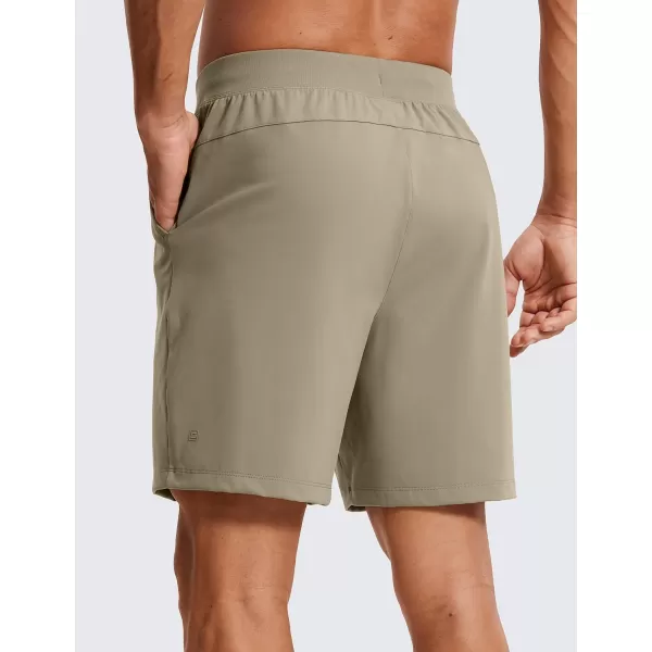 CRZ YOGA Mens FourWay Stretch Workout Shorts  579 Soft Durable Casual Athletic Shorts with Pocket Gym Running HikingKhali Barley