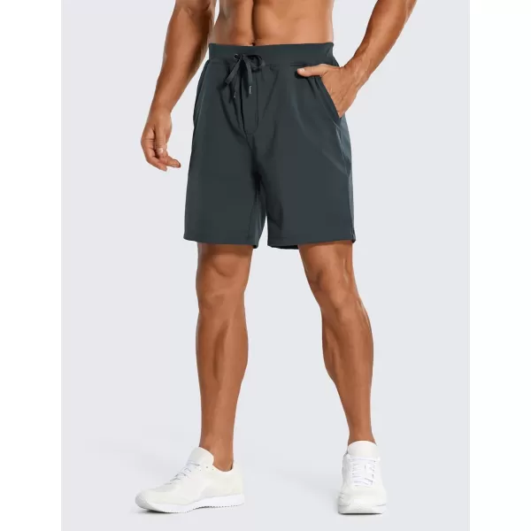 CRZ YOGA Mens FourWay Stretch Workout Shorts  579 Soft Durable Casual Athletic Shorts with Pocket Gym Running HikingMelanite