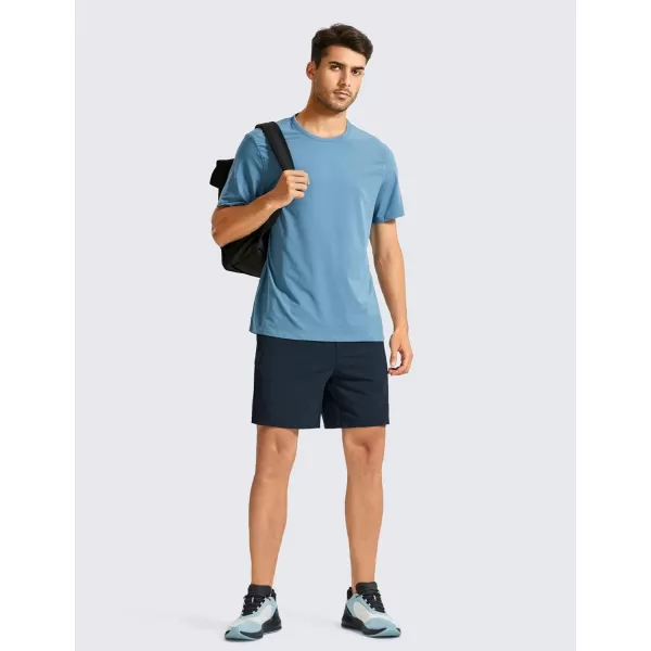 CRZ YOGA Mens FourWay Stretch Workout Shorts  579 Soft Durable Casual Athletic Shorts with Pocket Gym Running HikingTrue Navy