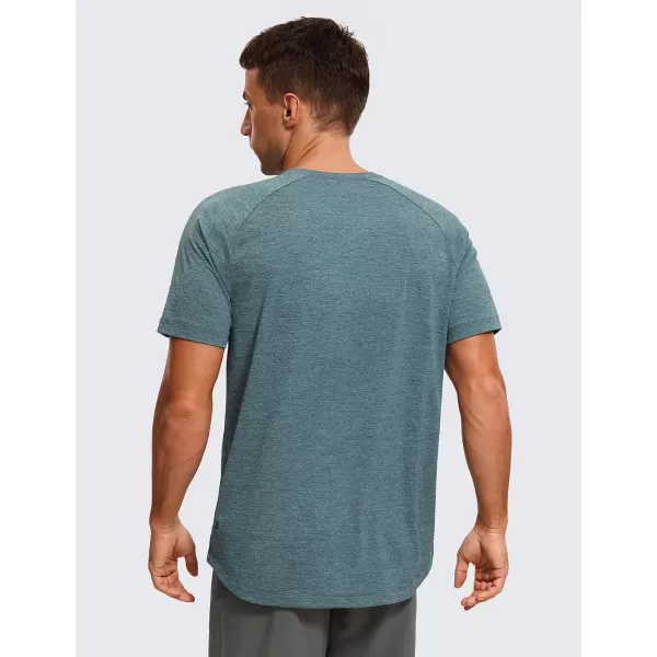 CRZ YOGA Mens Lightweight Short Sleeve TShirt Quick Dry Workout Running Athletic Tee Shirt TopsSmoked Spruce Heather