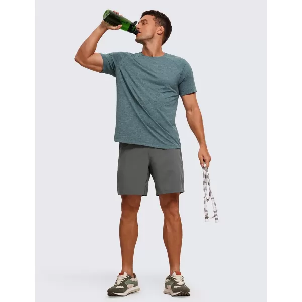 CRZ YOGA Mens Lightweight Short Sleeve TShirt Quick Dry Workout Running Athletic Tee Shirt TopsSmoked Spruce Heather