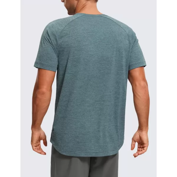 CRZ YOGA Mens Lightweight Short Sleeve TShirt Quick Dry Workout Running Athletic Tee Shirt TopsSmoked Spruce Heather
