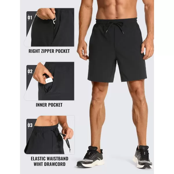 CRZ YOGA Mens Linerless Workout Shorts  5  7 Lightweight Quick Dry Running Sports Athletic Gym Shorts with PocketsBlack