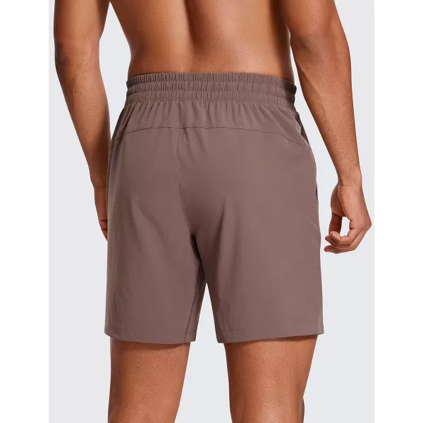 CRZ YOGA Mens Linerless Workout Shorts  5  7 Lightweight Quick Dry Running Sports Athletic Gym Shorts with PocketsBrown Rock