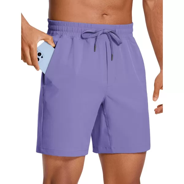 CRZ YOGA Mens Linerless Workout Shorts  5  7 Lightweight Quick Dry Running Sports Athletic Gym Shorts with PocketsDark Lavender Purple