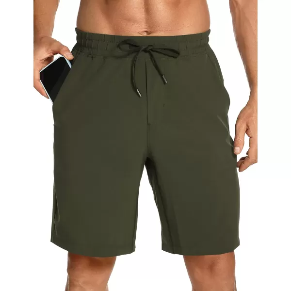 CRZ YOGA Mens Linerless Workout Shorts  5  7 Lightweight Quick Dry Running Sports Athletic Gym Shorts with PocketsDark Olive