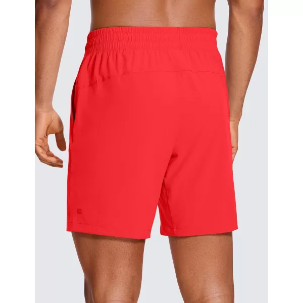 CRZ YOGA Mens Linerless Workout Shorts  5  7 Lightweight Quick Dry Running Sports Athletic Gym Shorts with PocketsDeep Red