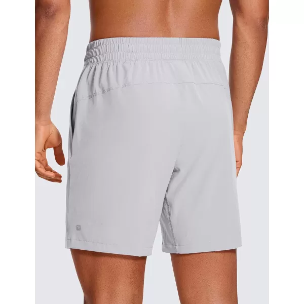 CRZ YOGA Mens Linerless Workout Shorts  5  7 Lightweight Quick Dry Running Sports Athletic Gym Shorts with PocketsGull Gray