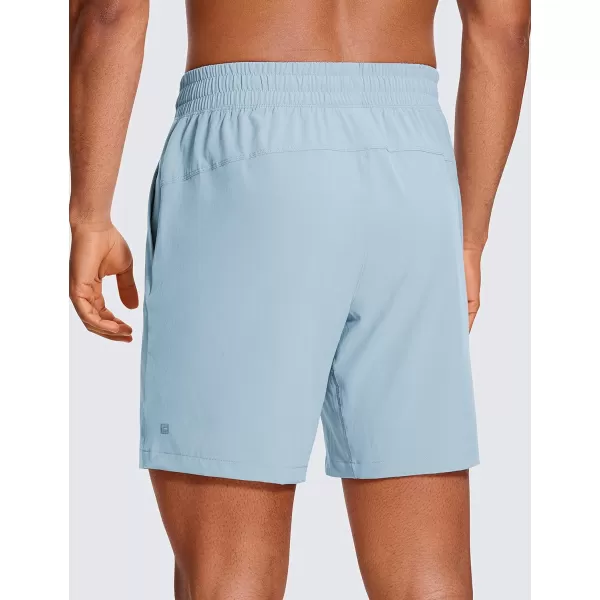 CRZ YOGA Mens Linerless Workout Shorts  5  7 Lightweight Quick Dry Running Sports Athletic Gym Shorts with PocketsLight Grayish Blue