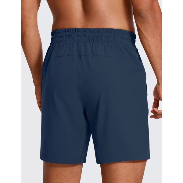 CRZ YOGA Mens Linerless Workout Shorts  7 Quick Dry Running Sports Athletic Gym Shorts with PocketsElectric Blue