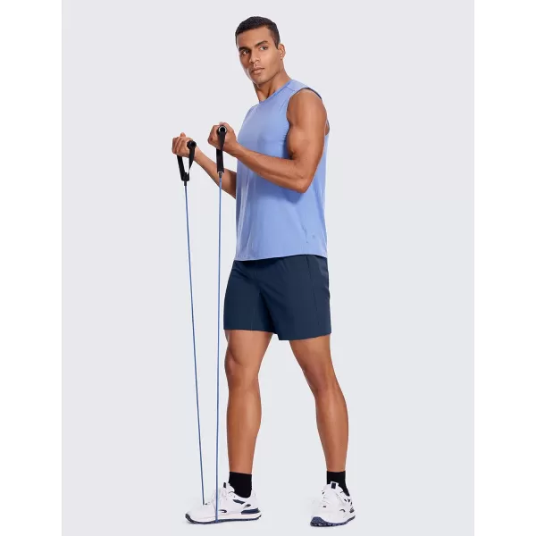 CRZ YOGA Mens Linerless Workout Shorts  7 Quick Dry Running Sports Athletic Gym Shorts with PocketsElectric Blue