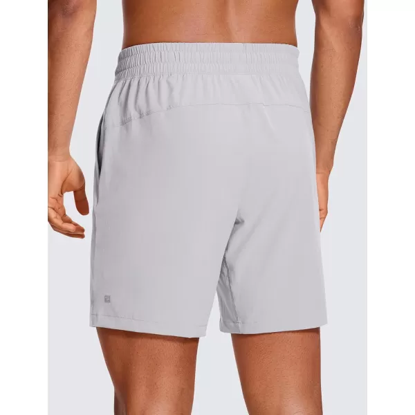 CRZ YOGA Mens Linerless Workout Shorts  7 Quick Dry Running Sports Athletic Gym Shorts with PocketsGull Gray