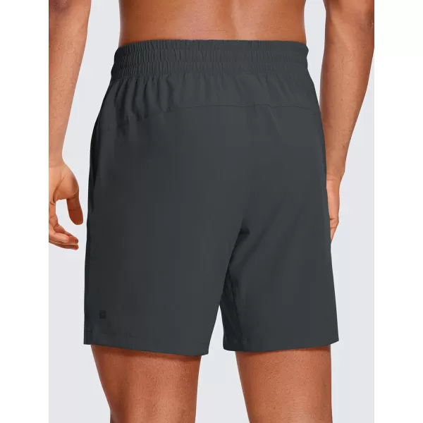 CRZ YOGA Mens Linerless Workout Shorts  7 Quick Dry Running Sports Athletic Gym Shorts with PocketsInk Gray