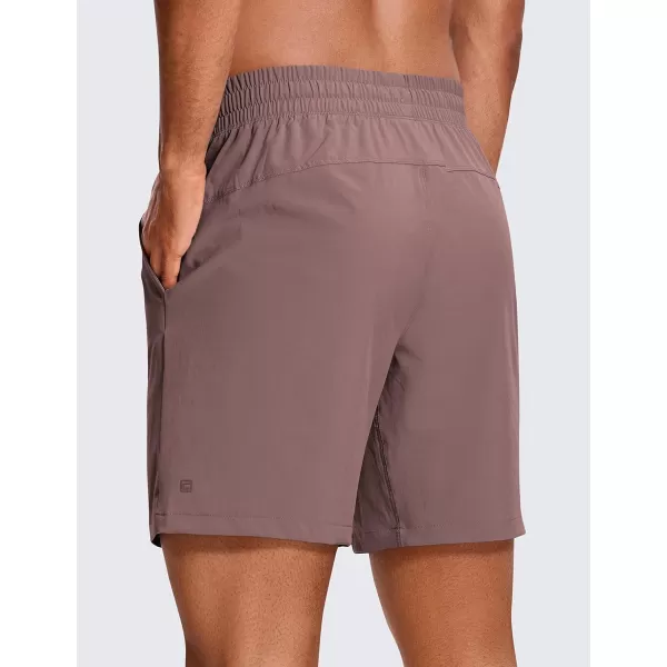 CRZ YOGA Mens Linerless Workout Shorts  7 Quick Dry Running Sports Athletic Gym Shorts with PocketsMauve