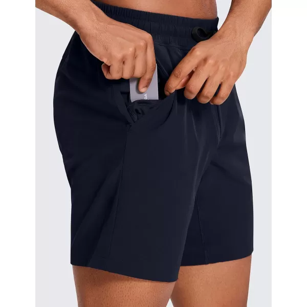 CRZ YOGA Mens Linerless Workout Shorts  7 Quick Dry Running Sports Athletic Gym Shorts with PocketsNavy