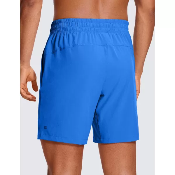 CRZ YOGA Mens Linerless Workout Shorts  7 Quick Dry Running Sports Athletic Gym Shorts with PocketsSparkle Blue