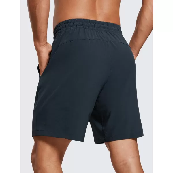 CRZ YOGA Mens Linerless Workout Shorts  7 Quick Dry Running Sports Athletic Gym Shorts with PocketsTrue Navy