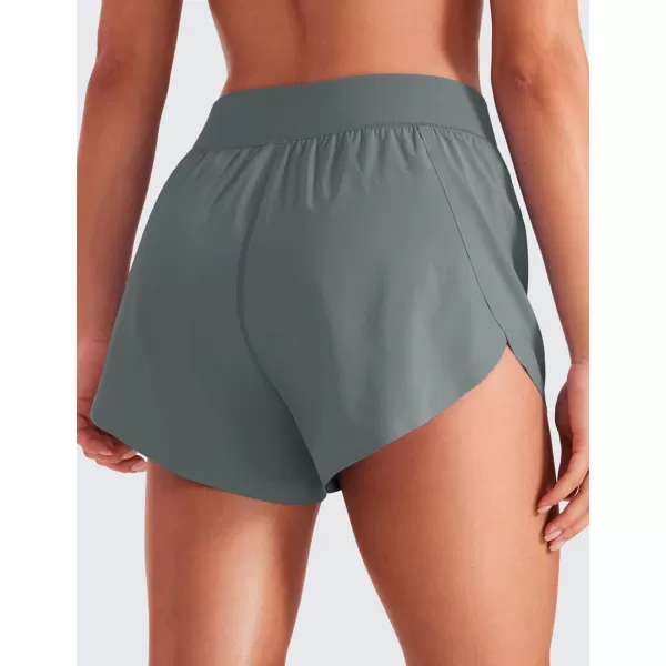 CRZ YOGA Mid Waisted Dolphin Athletic Shorts for Women Lightweight High Split Gym Workout Shorts with Liner Quick DryGrey Sage