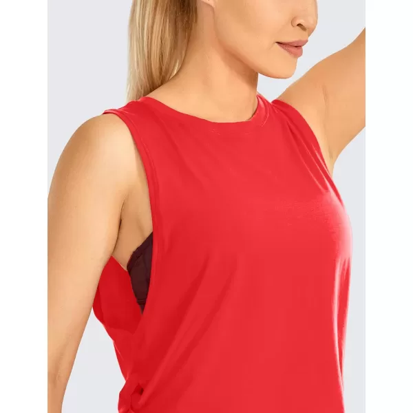 CRZ YOGA Pima Cotton Cropped Tank Tops for Women  Sleeveless Sports Shirts Athletic Yoga Running Gym Workout Crop TopsDeep Red