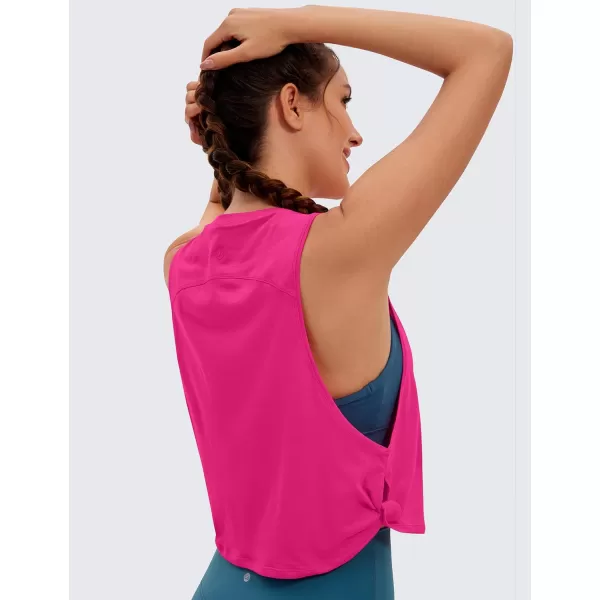 CRZ YOGA Pima Cotton Cropped Tank Tops for Women  Sleeveless Sports Shirts Athletic Yoga Running Gym Workout Crop TopsGranita Pink