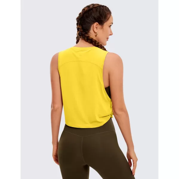 CRZ YOGA Pima Cotton Cropped Tank Tops for Women  Sleeveless Sports Shirts Athletic Yoga Running Gym Workout Crop TopsHigh Visibility Yellow