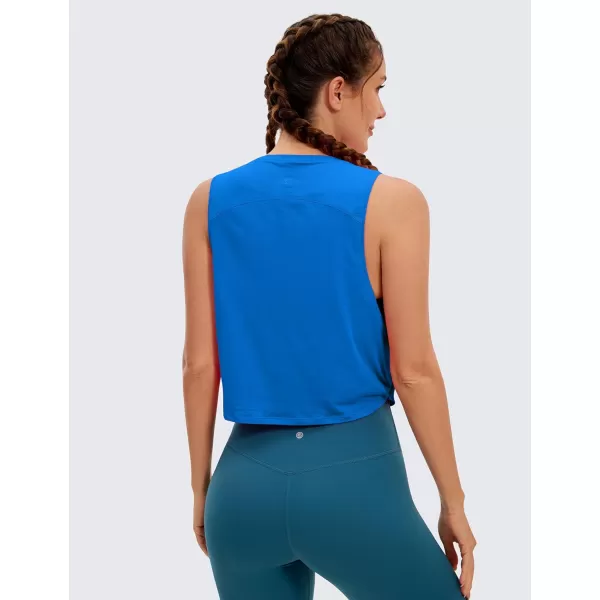 CRZ YOGA Pima Cotton Cropped Tank Tops for Women  Sleeveless Sports Shirts Athletic Yoga Running Gym Workout Crop TopsSparkle Blue