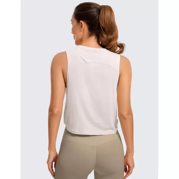 CRZ YOGA Pima Cotton Cropped Tank Tops for Women  Sleeveless Sports Shirts Athletic Yoga Running Gym Workout Crop TopsWhite Apricot