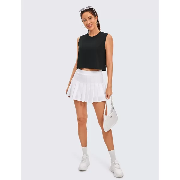 CRZ YOGA Pima Cotton Cropped Tank Tops for Women Workout Crop Top Sleeveless Athletic Shirts Loose Yoga TopsBlack