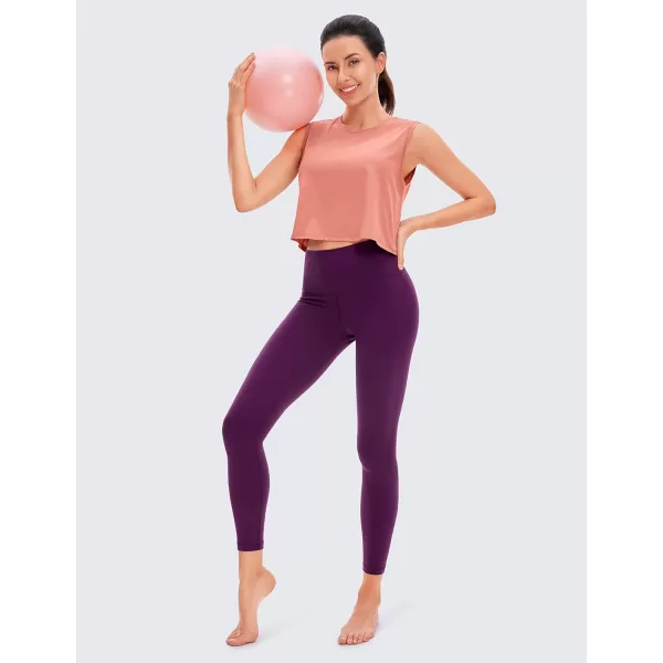 CRZ YOGA Pima Cotton Cropped Tank Tops for Women Workout Crop Top Sleeveless Athletic Shirts Loose Yoga TopsPeach Pink