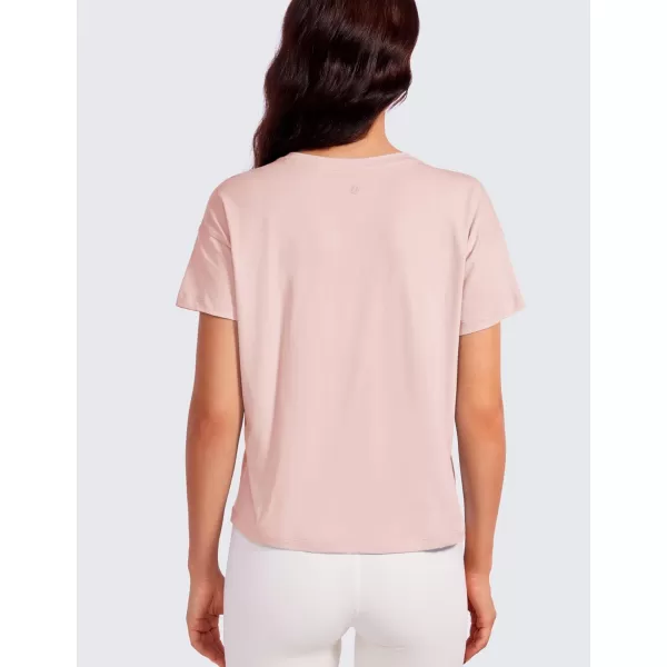 CRZ YOGA Pima Cotton Short Sleeve Workout Tops for Women Loose Basic TShirt Athletic Gym Casual Tee ShirtsMarshmallow Pink