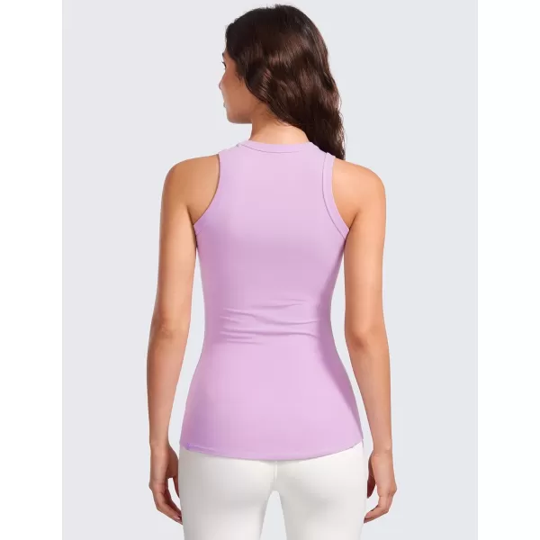 CRZ YOGA Racerback Tank Tops for Womens High Crewneck Stretchy Fitted Tanks Workout Casual Sleeveless Tight ShirtsLilac