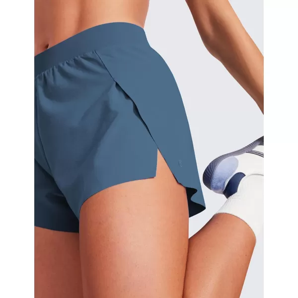 CRZ YOGA Running Shorts for Women High Waisted V Split Gym Workout Athletic Track Shorts with Mesh Liner Quick DryStelindigo