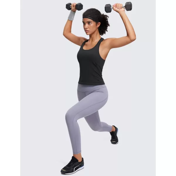 CRZ YOGA Seamless Tank Top for Women Racerback Sleeveless Workout Tops Athletic Scoop Neck Running Yoga ShirtsBlack