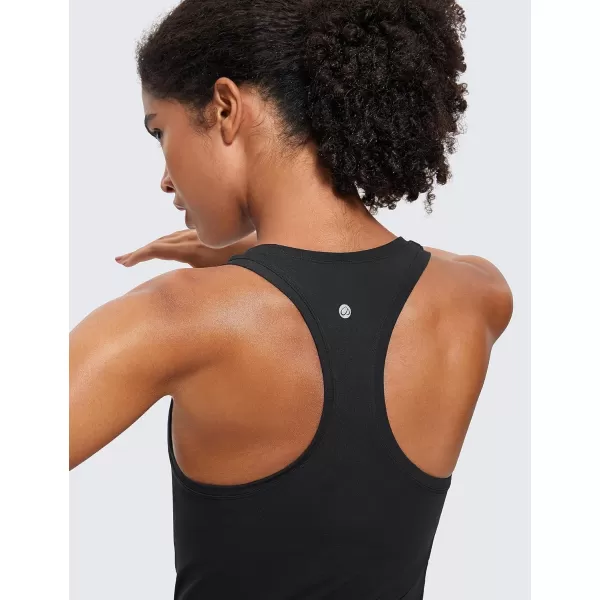 CRZ YOGA Seamless Tank Top for Women Racerback Sleeveless Workout Tops Athletic Scoop Neck Running Yoga ShirtsBlack