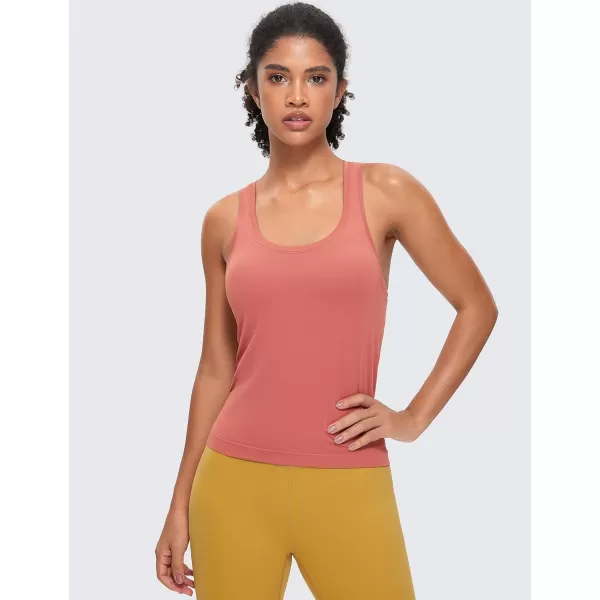 CRZ YOGA Seamless Tank Top for Women Racerback Sleeveless Workout Tops Athletic Scoop Neck Running Yoga ShirtsBriar Rose