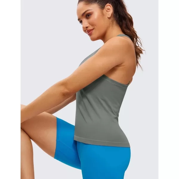 CRZ YOGA Seamless Tank Top for Women Racerback Sleeveless Workout Tops Athletic Scoop Neck Running Yoga ShirtsGrey Sage