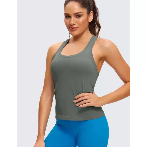 CRZ YOGA Seamless Tank Top for Women Racerback Sleeveless Workout Tops Athletic Scoop Neck Running Yoga ShirtsGrey Sage